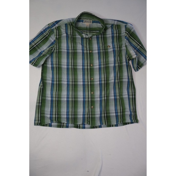 Duluth Trading Co Other - Duluth Trading Co Mens XL Plaid Short Sleeve Button Down Shirt Green Blue Cotton